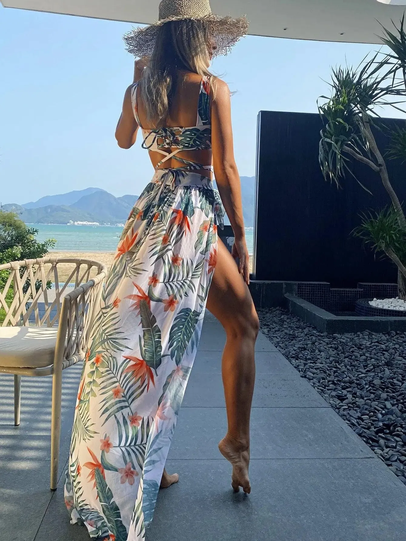 Siley Drawstring Strap Swimsuit Set