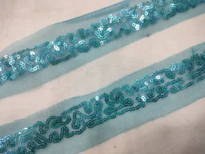 Sky Blue Sequins Lace Border