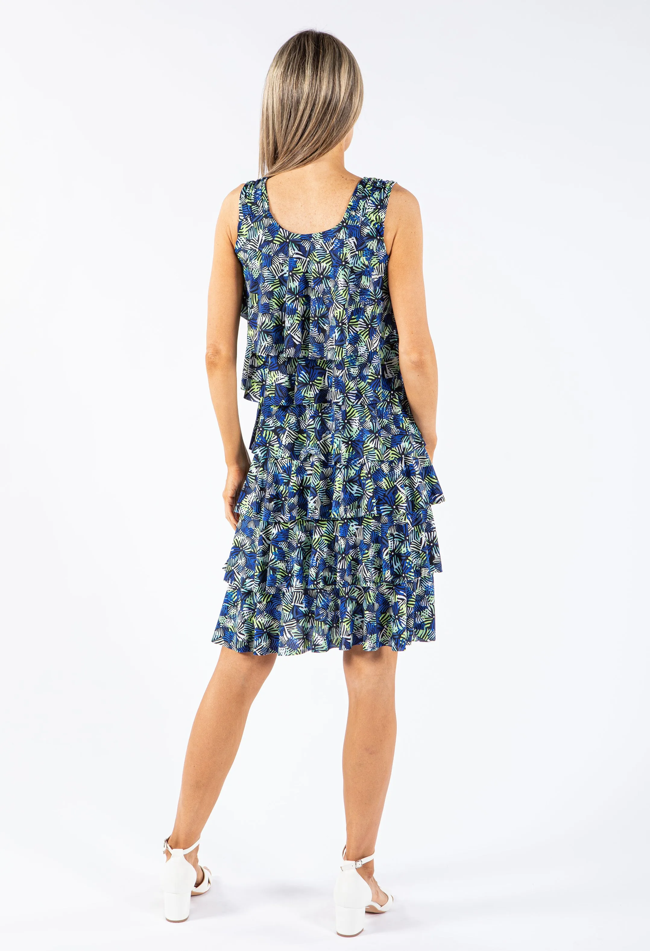 Sleeveless Tiered Printed Dress