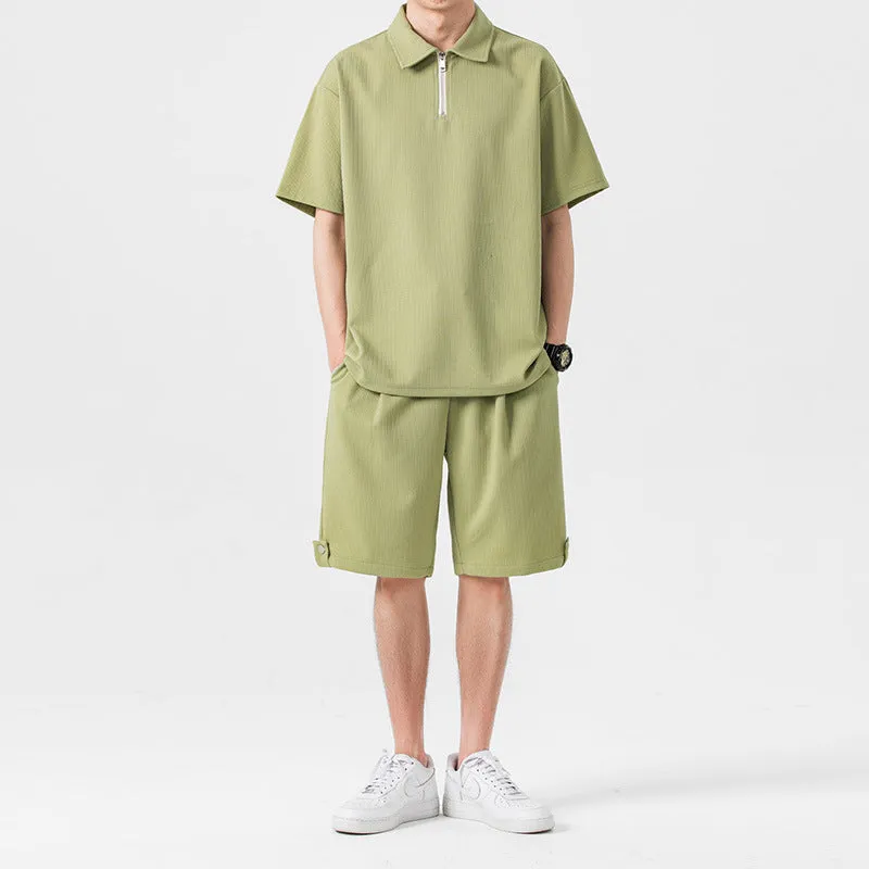 Solid Color Polo Couple Suit