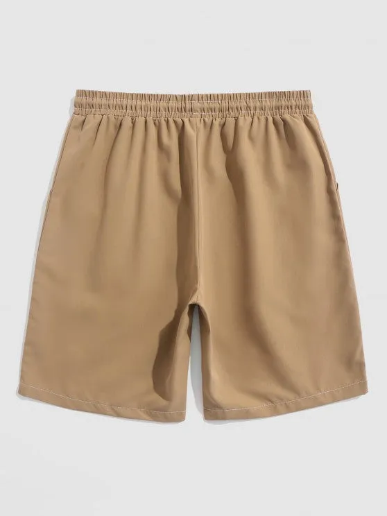 Spliced Polo T Shirt And Bermuda Shorts Set