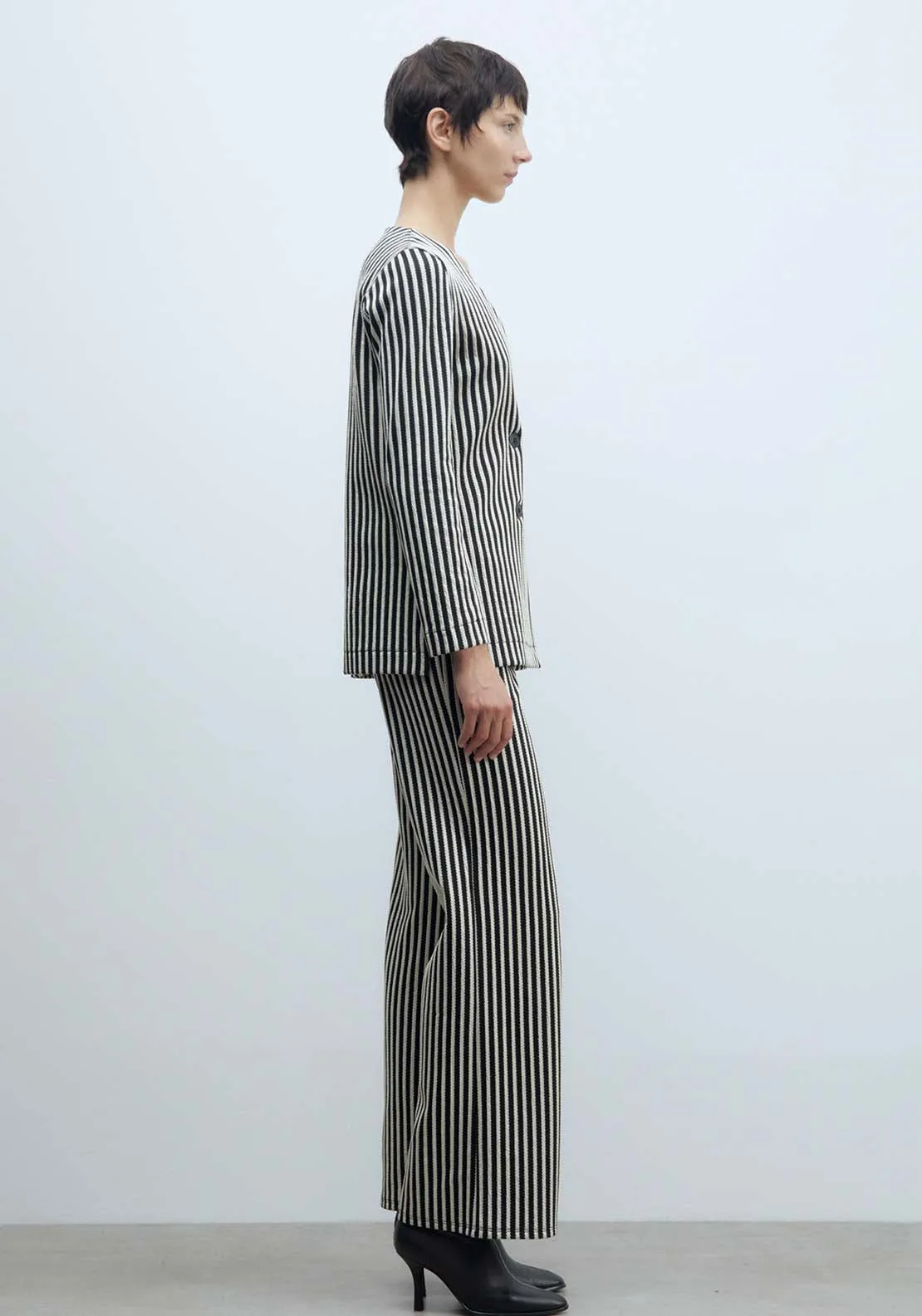 Striped Jacquard Blazer - Black