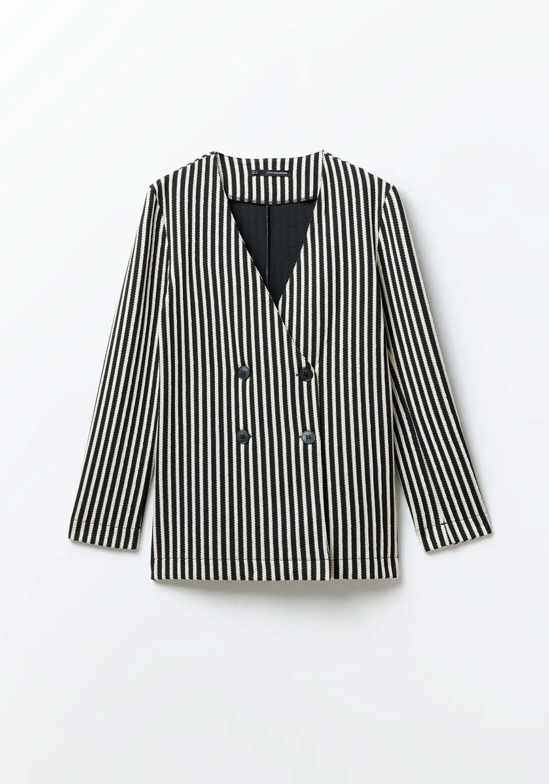 Striped Jacquard Blazer - Black