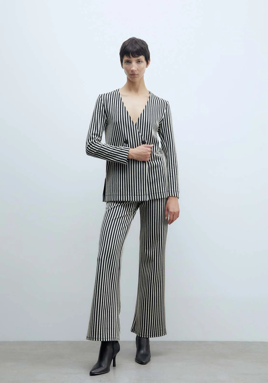 Striped Jacquard Blazer - Black