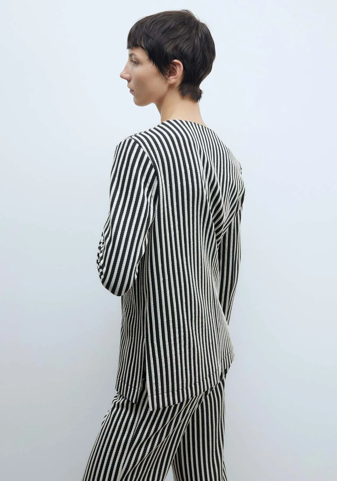 Striped Jacquard Blazer - Black