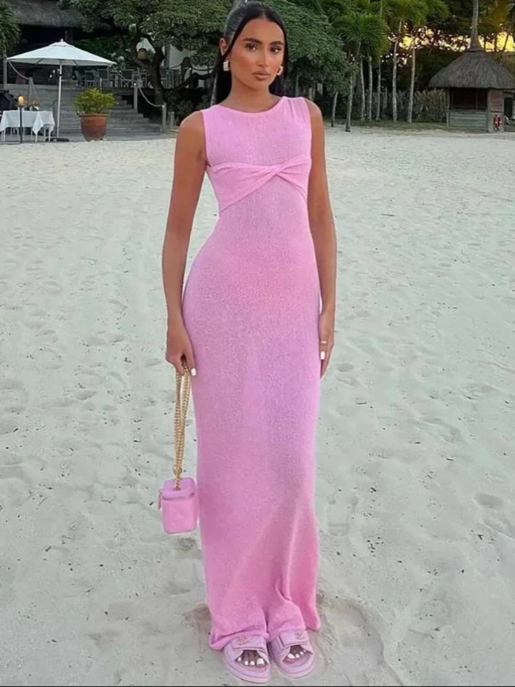 Textured See-Through Body-Hugging Maxi Dress - Mermaid-Inspired