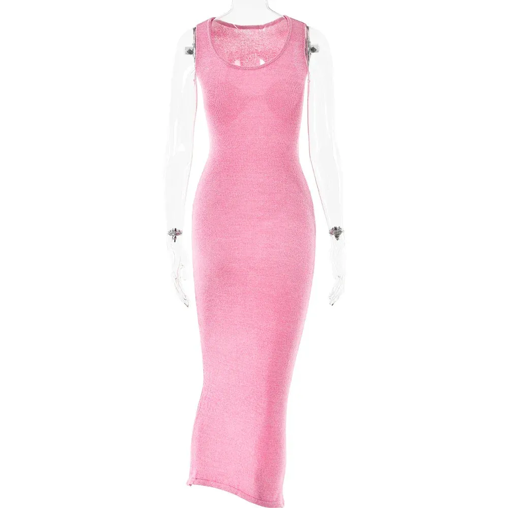 Textured See-Through Body-Hugging Maxi Dress - Mermaid-Inspired