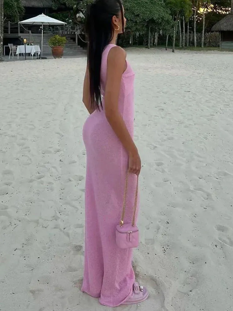 Textured See-Through Body-Hugging Maxi Dress - Mermaid-Inspired