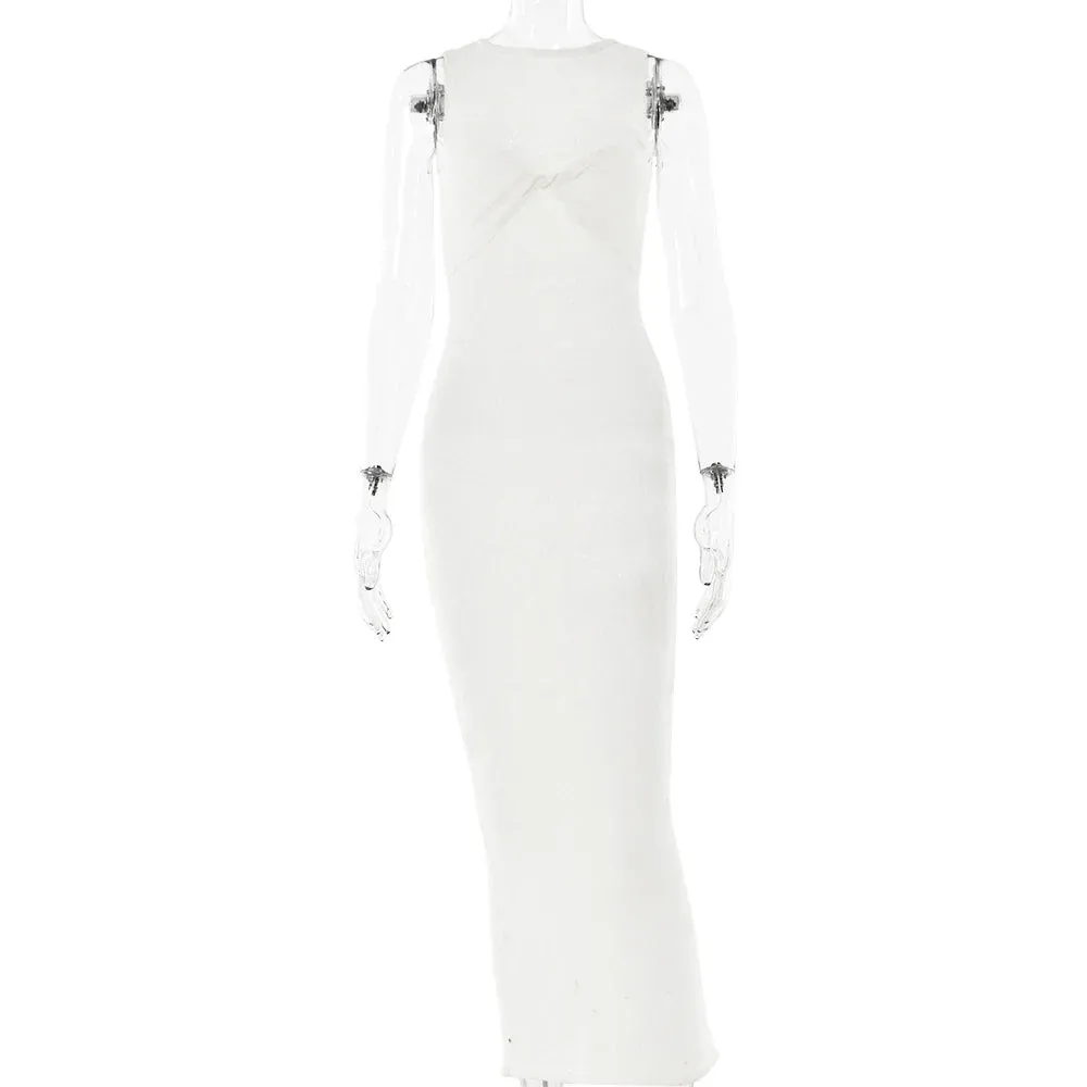 Textured See-Through Body-Hugging Maxi Dress - Mermaid-Inspired