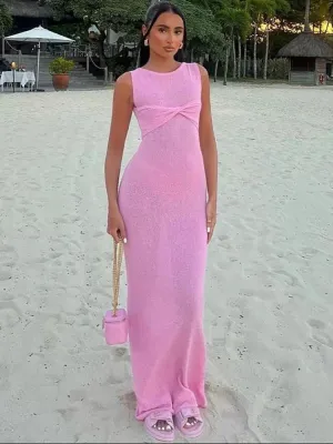 Textured See-Through Body-Hugging Maxi Dress - Mermaid-Inspired