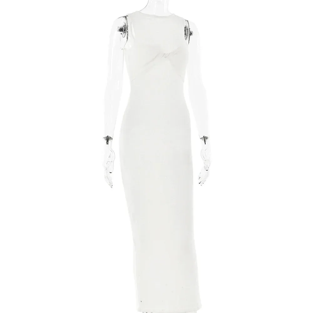 Textured See-Through Body-Hugging Maxi Dress - Mermaid-Inspired