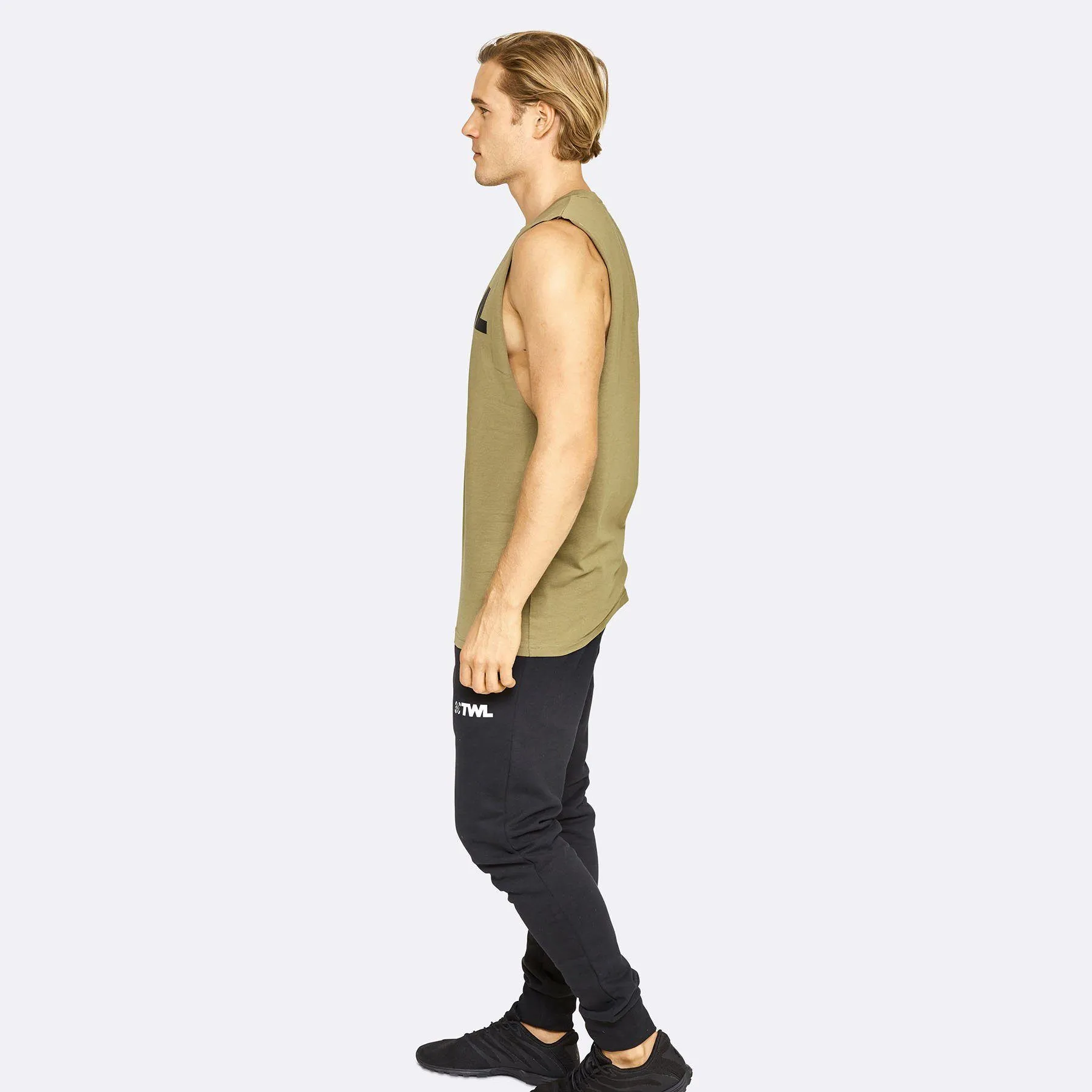 The WOD Life - Men's Classics Gunship Muscle Tank - Khaki/Black