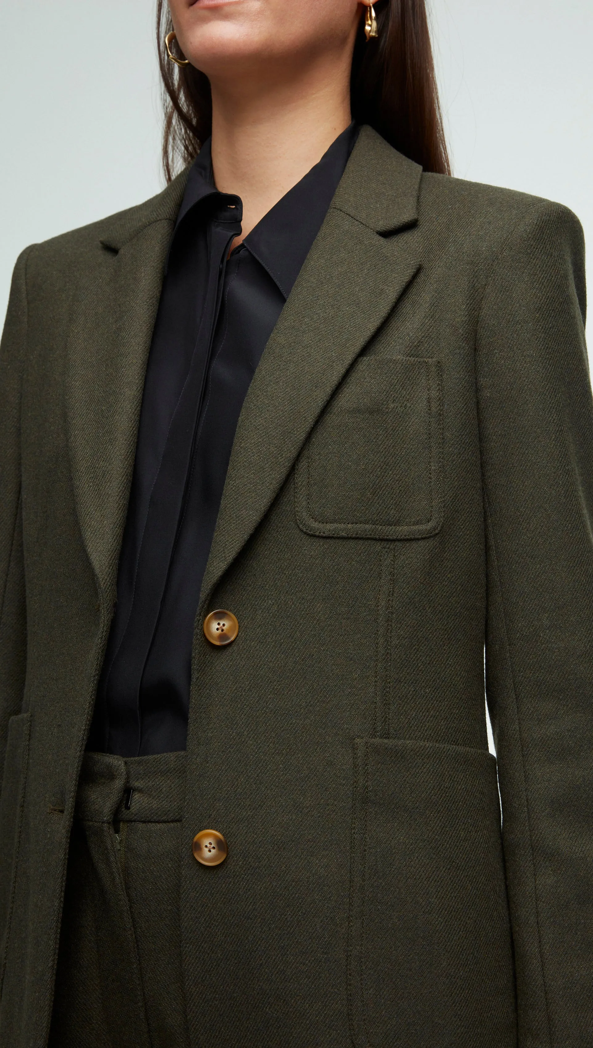 Three Pocket Blazer in Wool Twill | Hunter