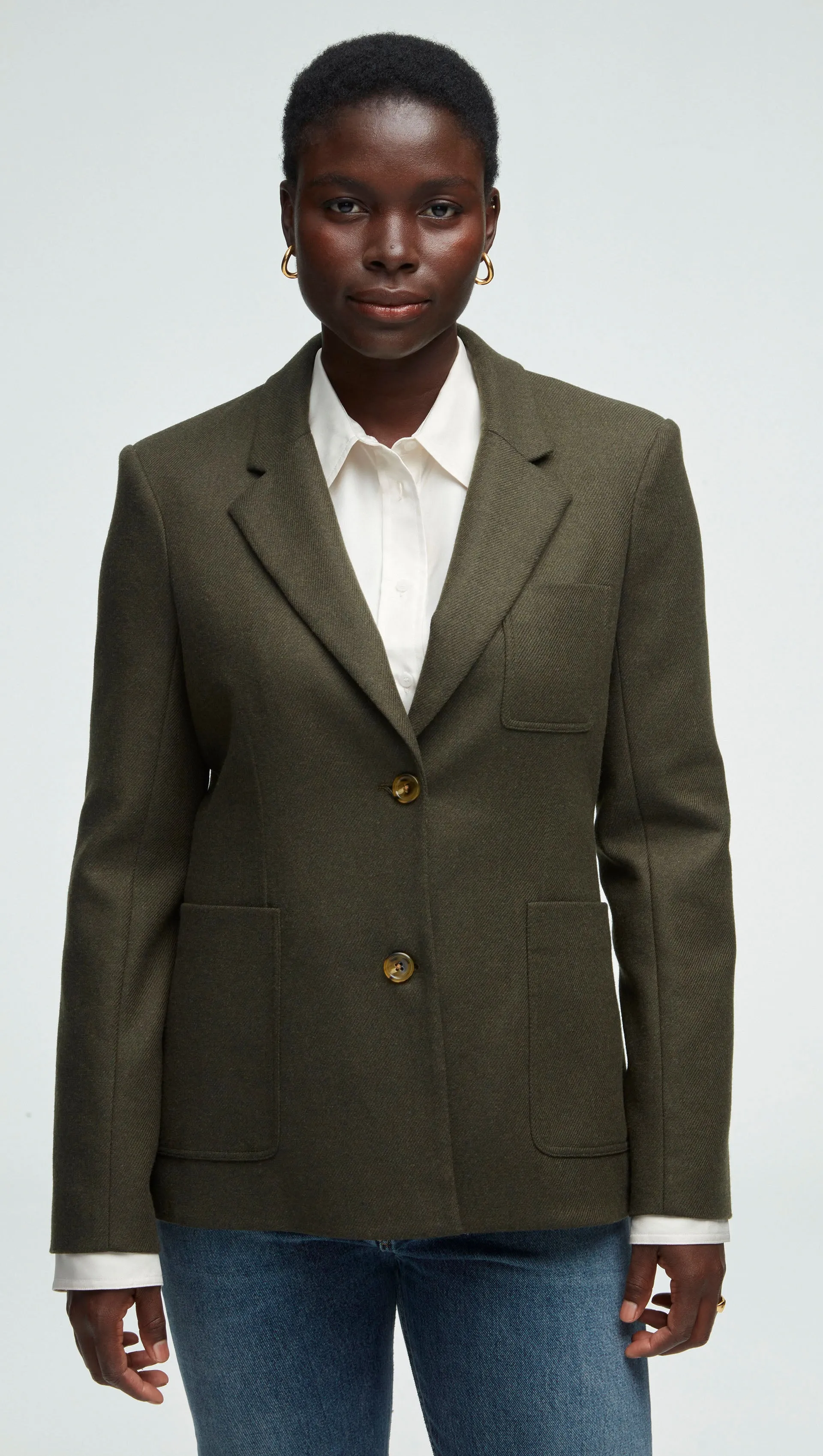 Three Pocket Blazer in Wool Twill | Hunter