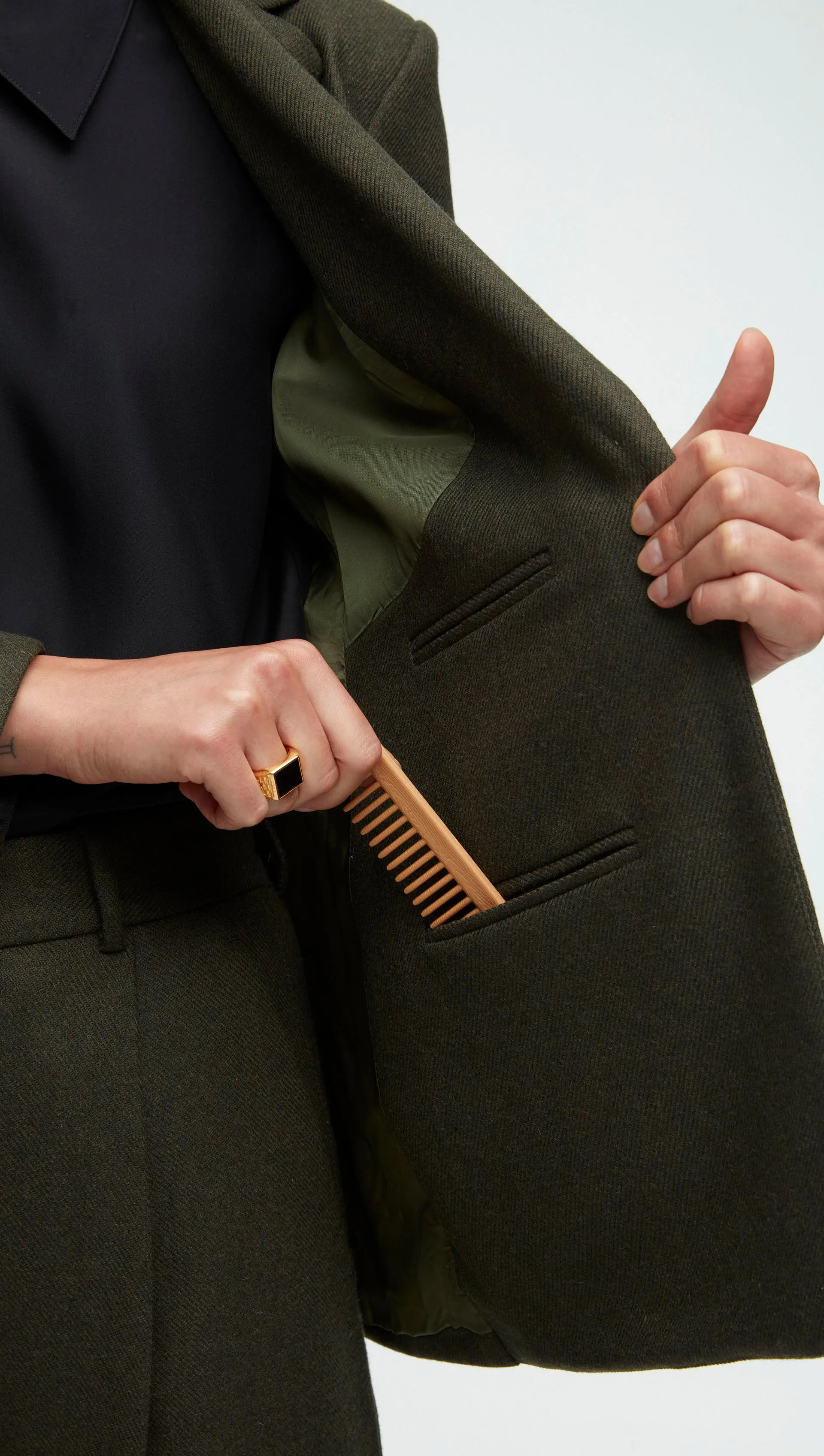 Three Pocket Blazer in Wool Twill | Hunter