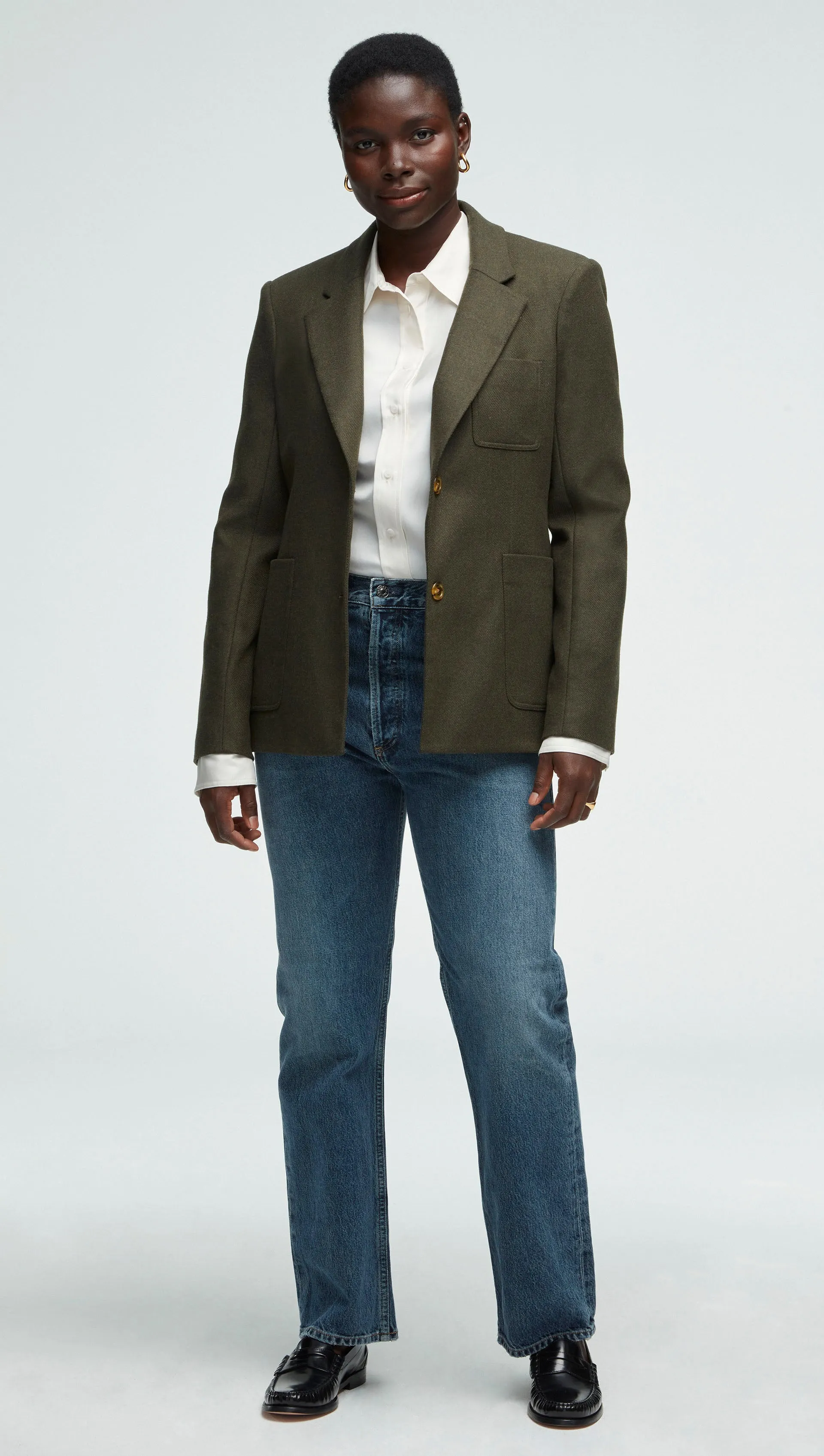 Three Pocket Blazer in Wool Twill | Hunter