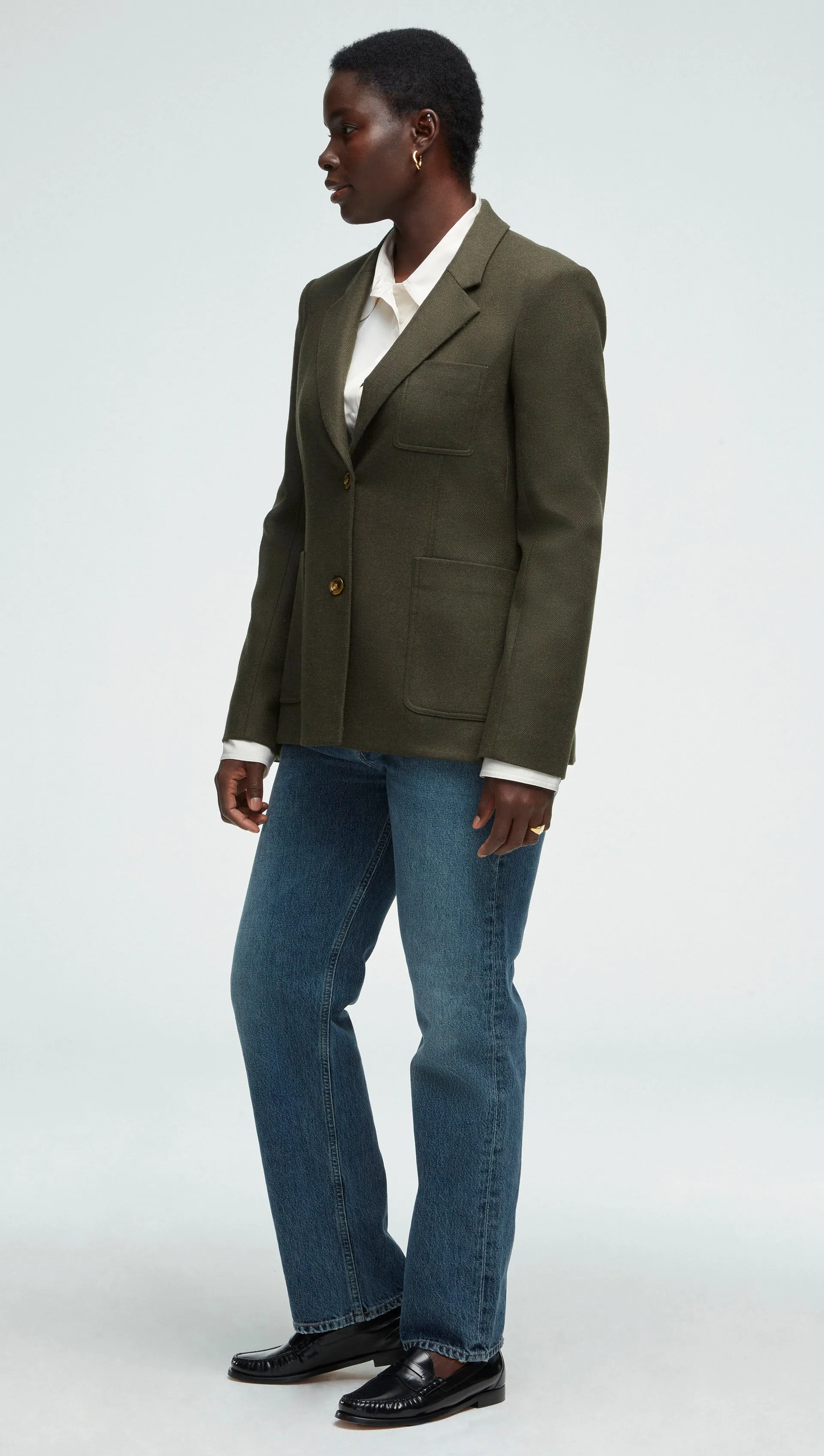 Three Pocket Blazer in Wool Twill | Hunter