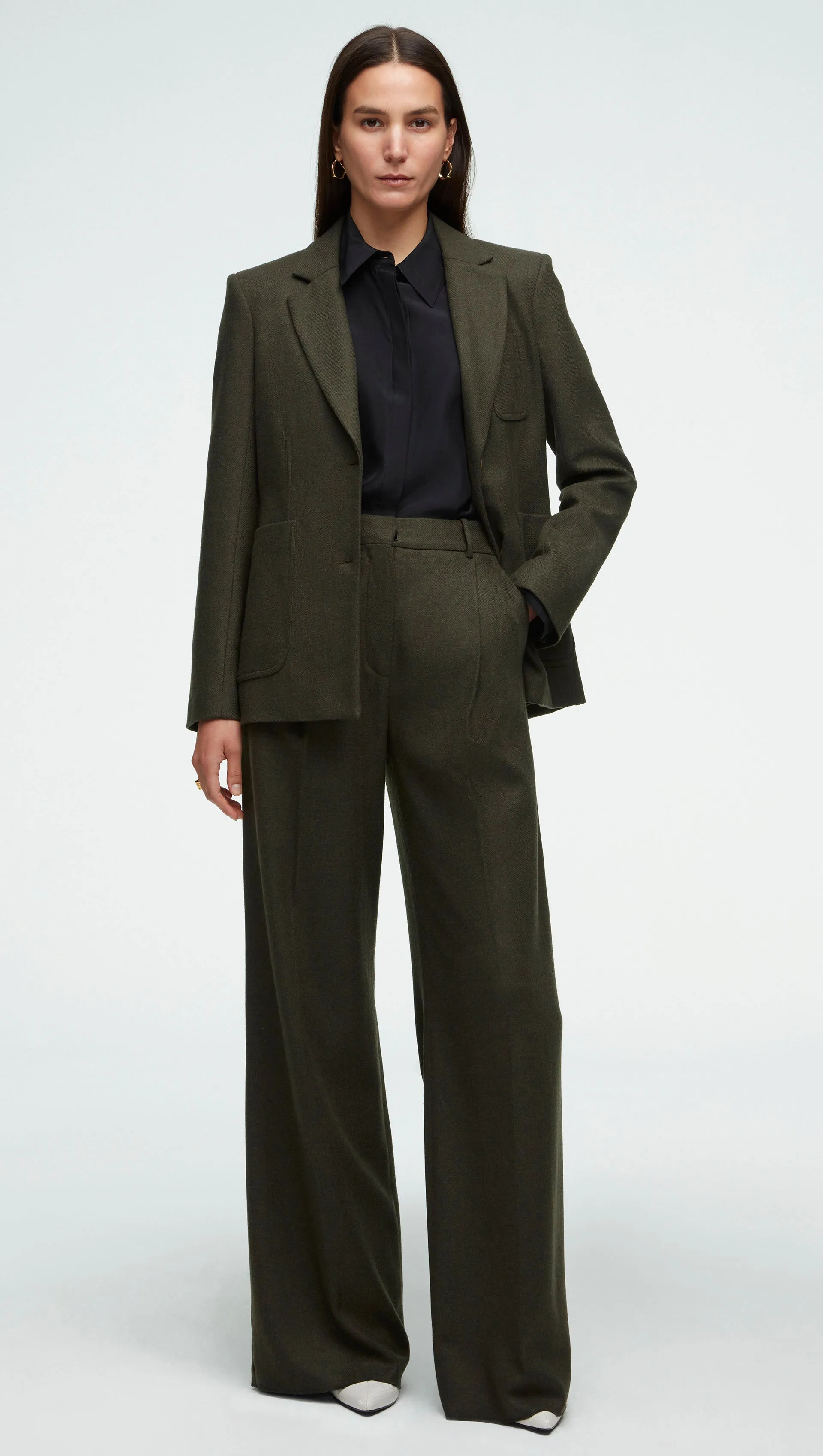 Three Pocket Blazer in Wool Twill | Hunter