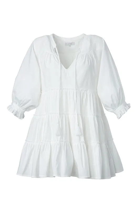 Tiered mini dress with tassel  *Online Only*