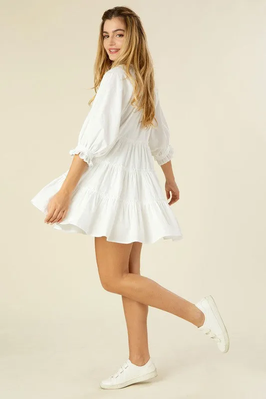 Tiered mini dress with tassel  *Online Only*