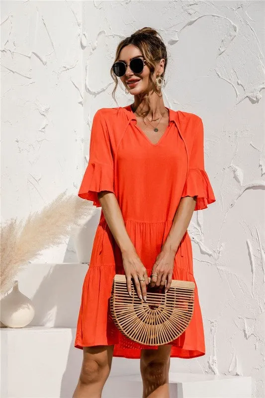 Tiered short sleeve dress