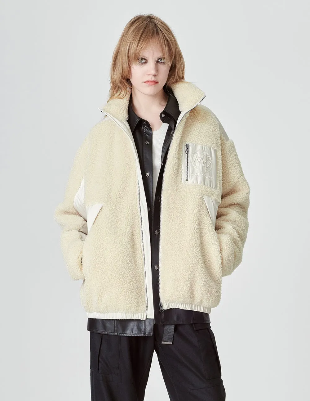 Unisex Faux Fur Paneled Down Jacket
