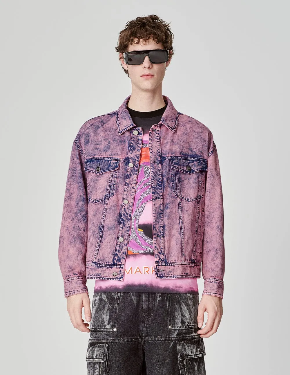 Unisex Snowflake Washed Denim Jacket