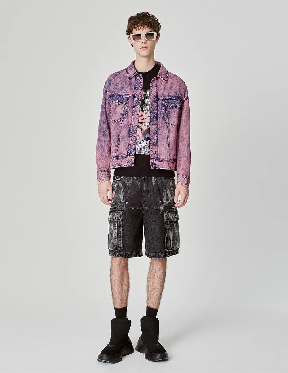 Unisex Snowflake Washed Denim Jacket