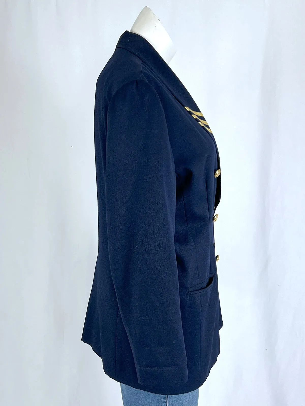 Vintage J.P. Fall Size 18 Navy & Gold Stripes Nautical Blazer