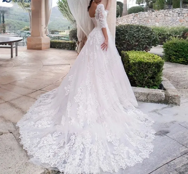 Vintage Lace A Line Wedding Gown All Sizes/Colors