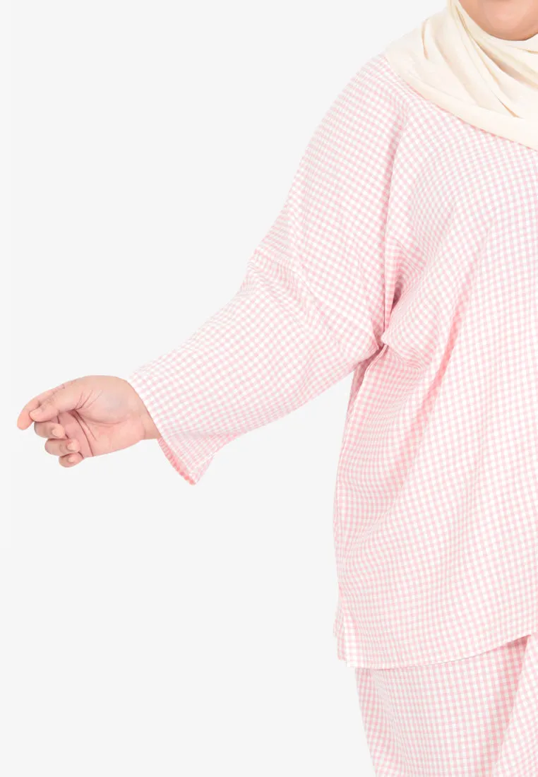 Wareesha Raya Gingham Pario Kurung Set - Blue
