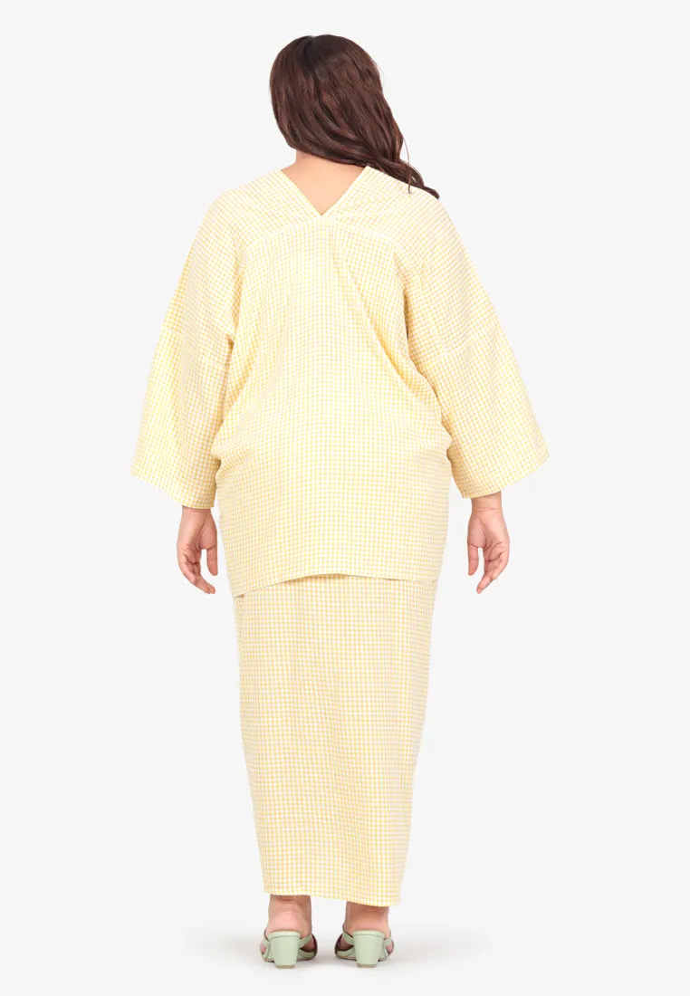 Wareesha Raya Gingham Pario Kurung Set - Blue