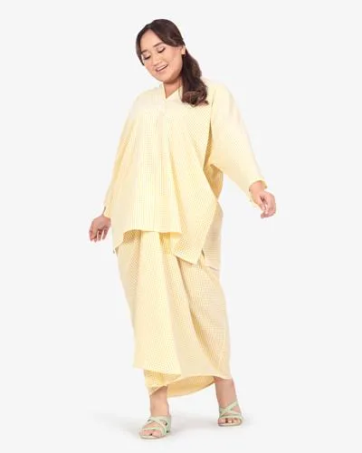 Wareesha Raya Gingham Pario Kurung Set -Yellow
