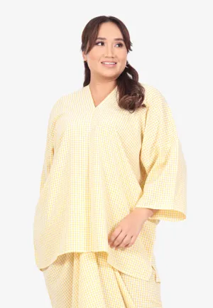 Wareesha Raya Gingham Pario Kurung Set -Yellow