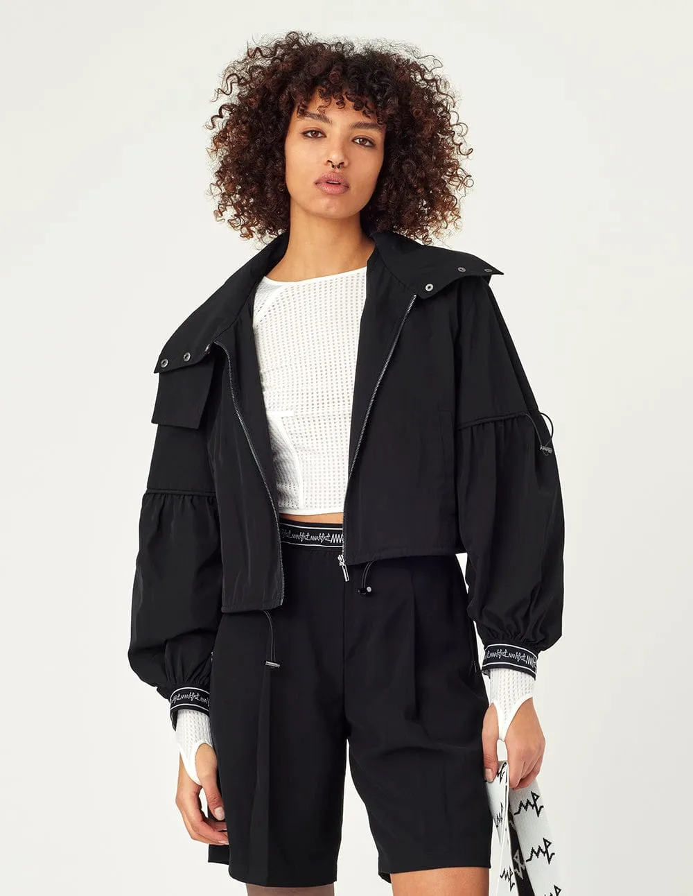 Women Cropped Hooded Windbreaker