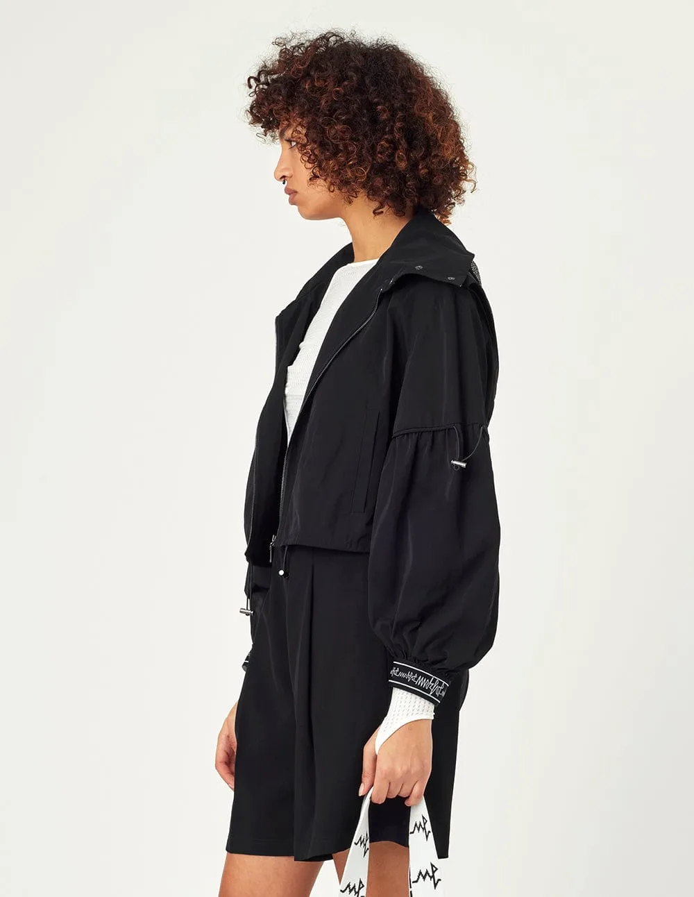 Women Cropped Hooded Windbreaker