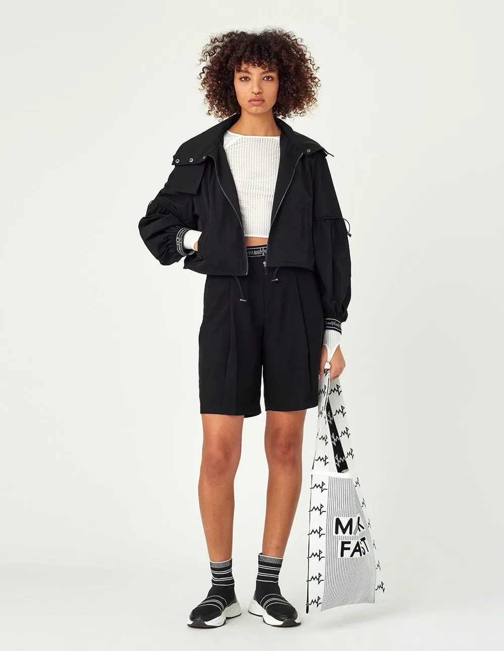 Women Cropped Hooded Windbreaker