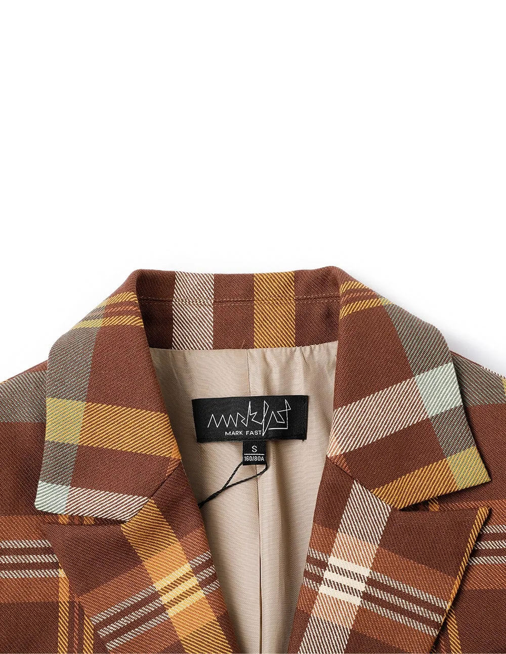 Women's Chocolate Brown Plaid Short Blazer
