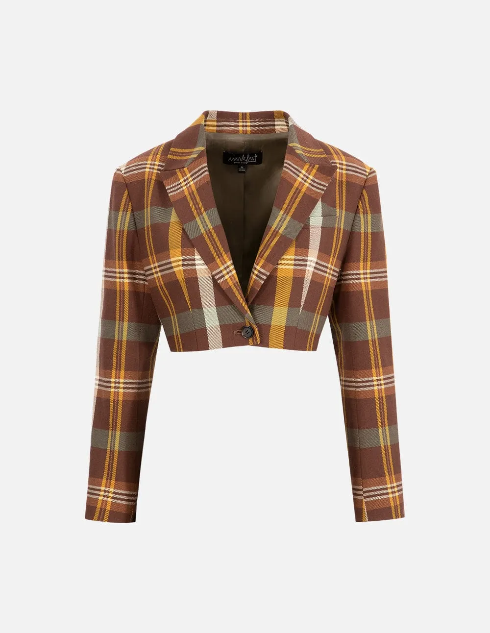 Women's Chocolate Brown Plaid Short Blazer