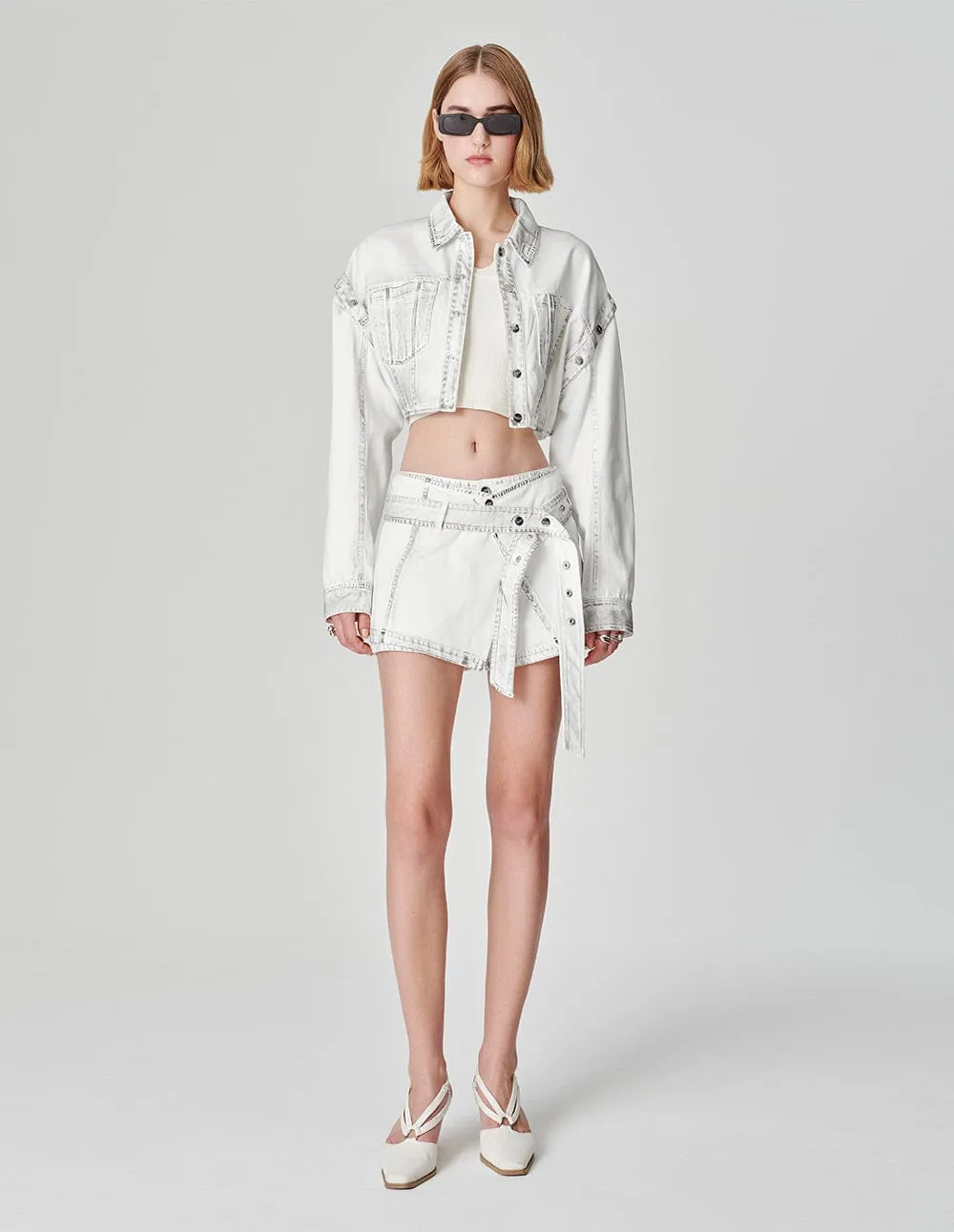 Women's Distressed Washed Denim Jacket