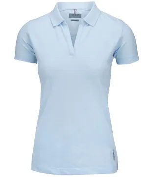 Womens Harvard v-neck  stretch deluxe polo | Sky Blue