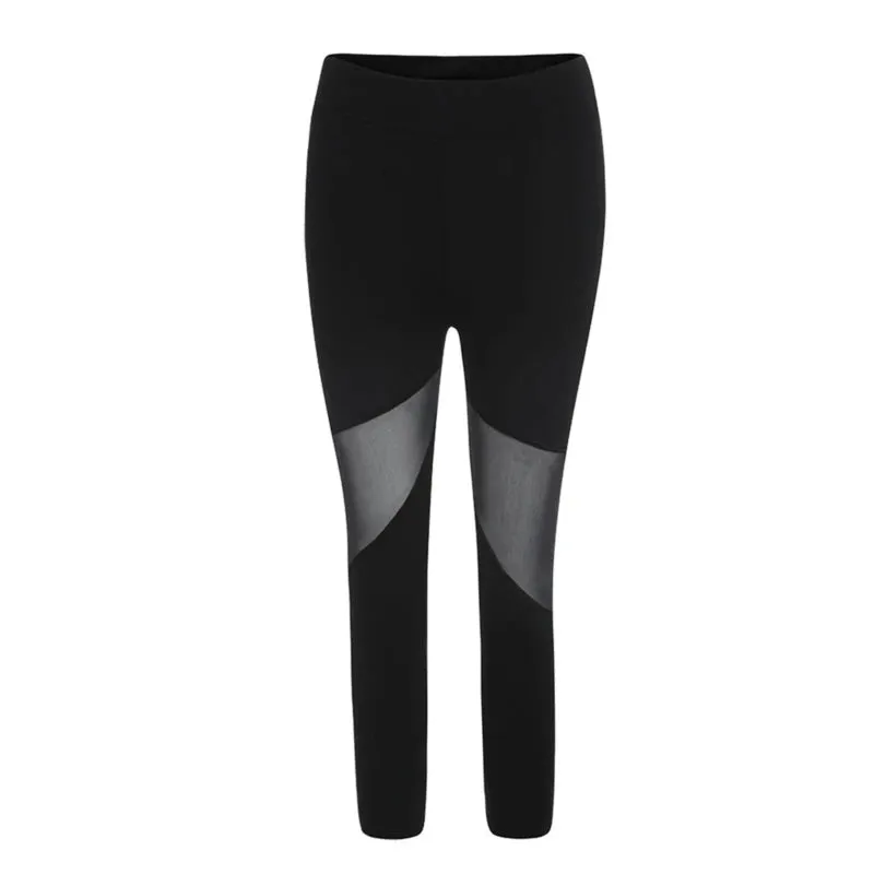 Women's High Waist Black Mesh Panel Leggings | Ultimate Stretch & Comfort
