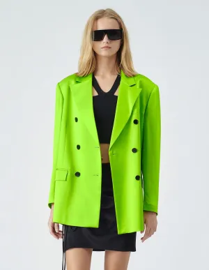 Women's Runway style fluorescent green casual suit