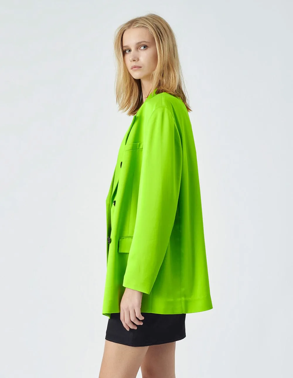 Women's Runway style fluorescent green casual suit