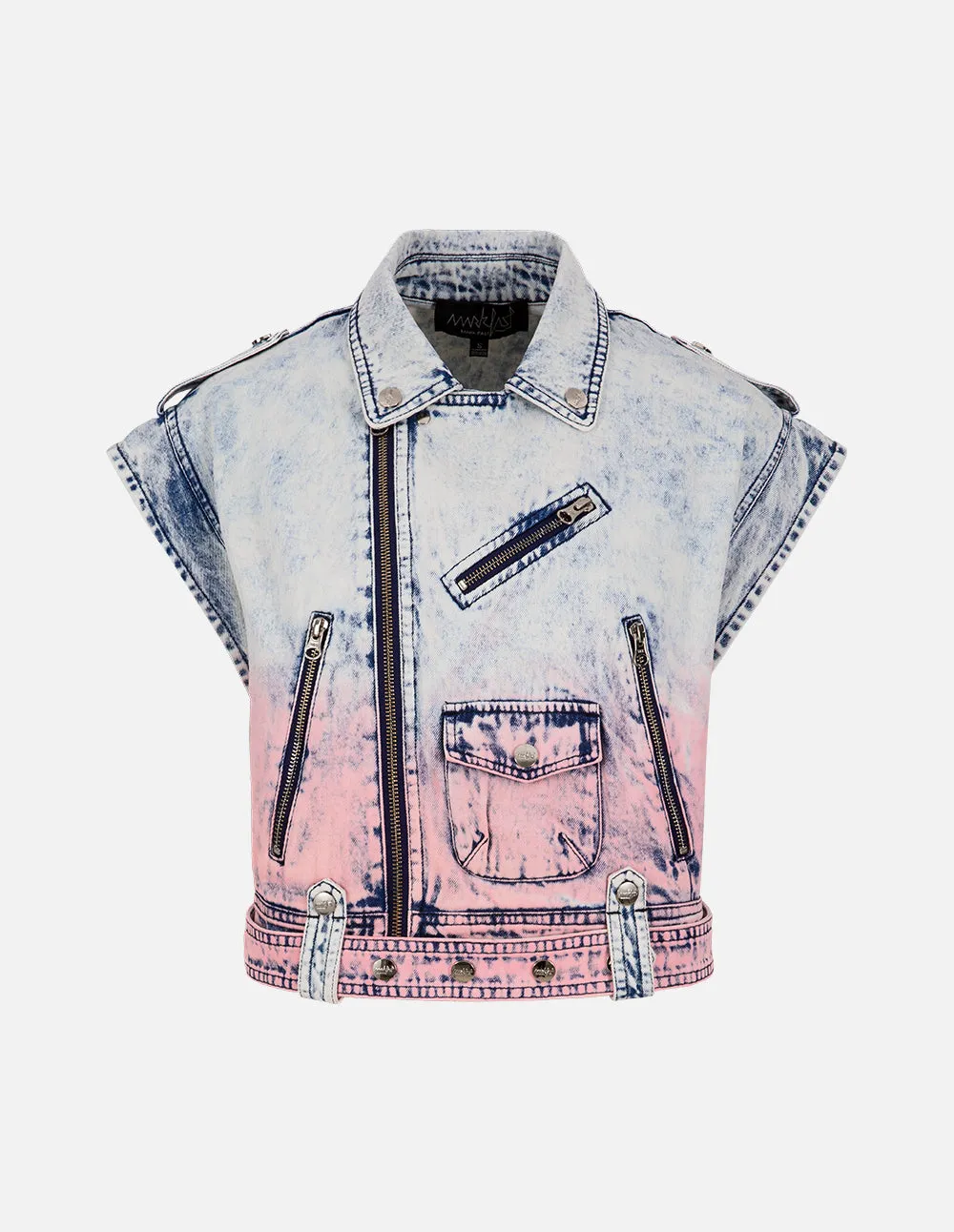 Women's Snowflake Dyed Denim Vest Jacket